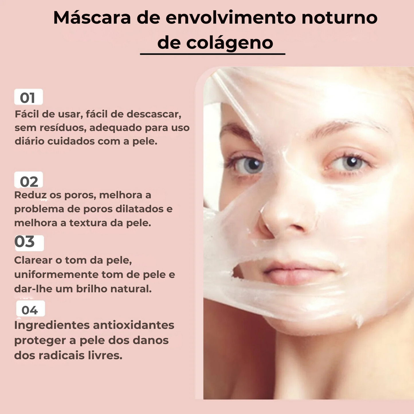 MASCARA FACIAL DE COLAGENIO PARA ENVOLVIMENTO NOTURNO